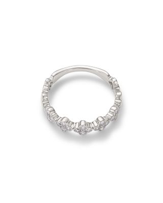 Diamond Clover Cluster Band in 14K White Gold, 0.44 tcw