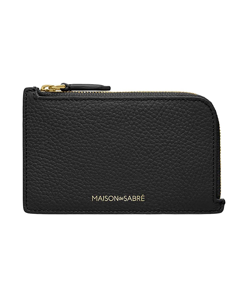Maison De Sabre Zip Leather Cardholder In Black Caviar