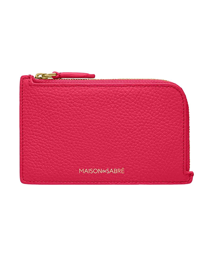Maison De Sabre Zip Leather Card Holder In Shibuya Fuchsia