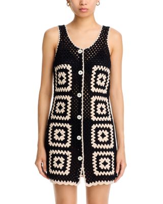 white christmas dresses Li White Crochet Long Sleeve Mini Dress main image 0