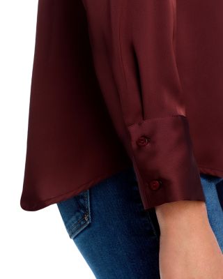 Satin Button Front Blouse - Exclusive