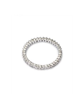 Diamond Round & Baguette Eternity Band in 14K White Gold, 0.60 tcw