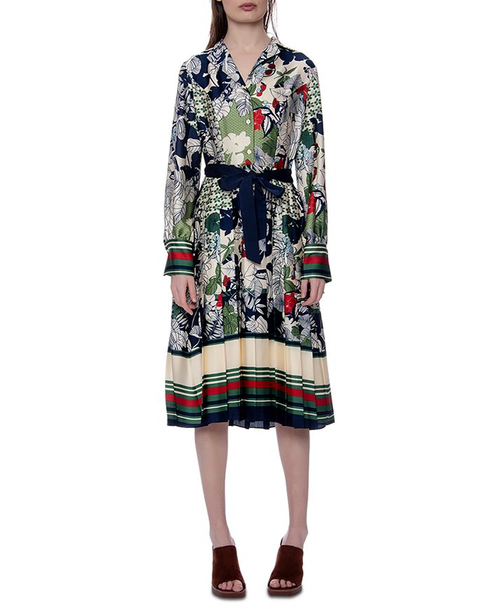 Gracia Nature Print Pleated Midi Dress Bloomingdale's