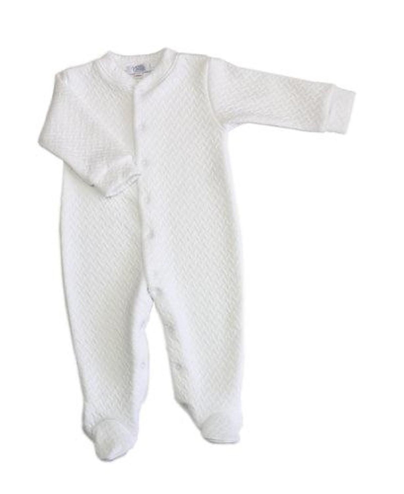 Nellapima Unisex Basket Weave Baby Footie - Baby In White Picot Trim