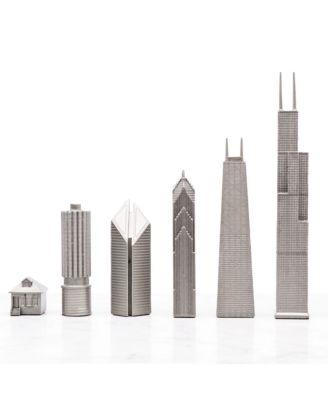 Chess Set Stainless Steel Chicago Edition with Wood Map Board - Age 14+