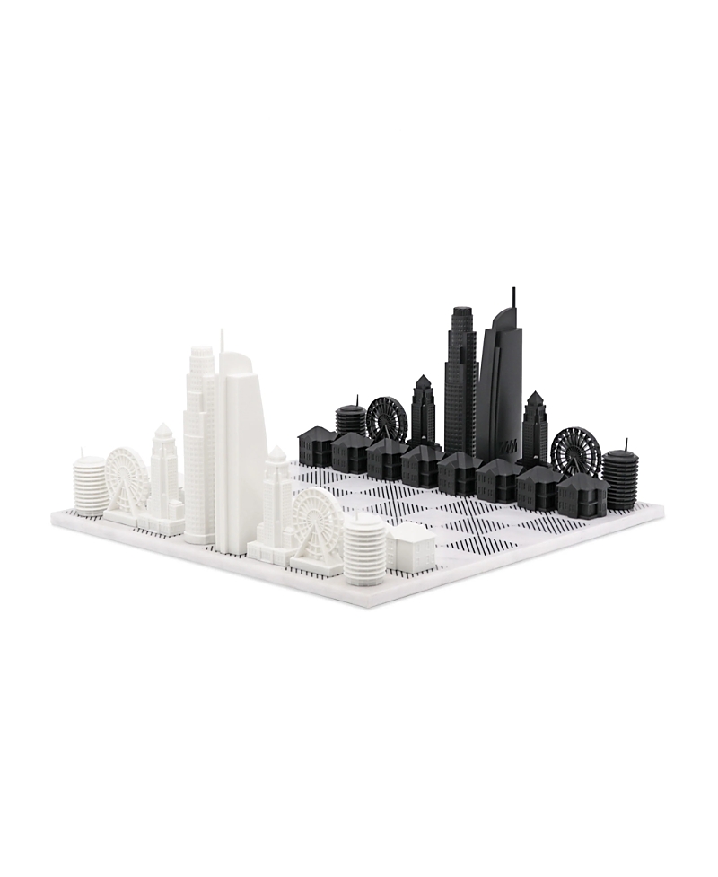 SKYLINE CHESS SET ACRYLIC LOS ANGELES EDITION WITH MARBLE HATCH BOARD - AGES 14 YEARS +