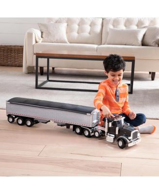  1/16 Big Roads Farm Black Peterbilt Model with Grain Trailer and Lights & Sounds 2-4 - Ages 5-7