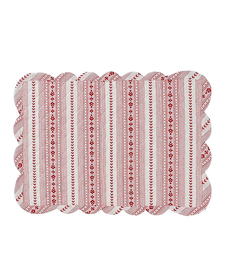 Juliska Villa Stripe Quilted Placemat In Ruby