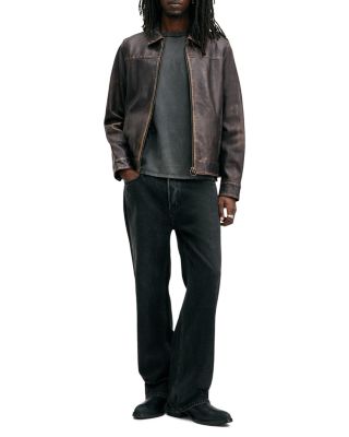 AllSaints Men's Alkan Leather Jacket, Vintage Black at