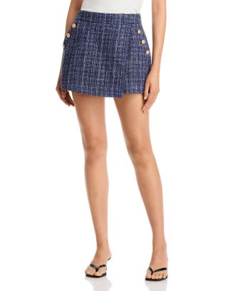 PARISIAN NAVY TWEED SKORT main image 1