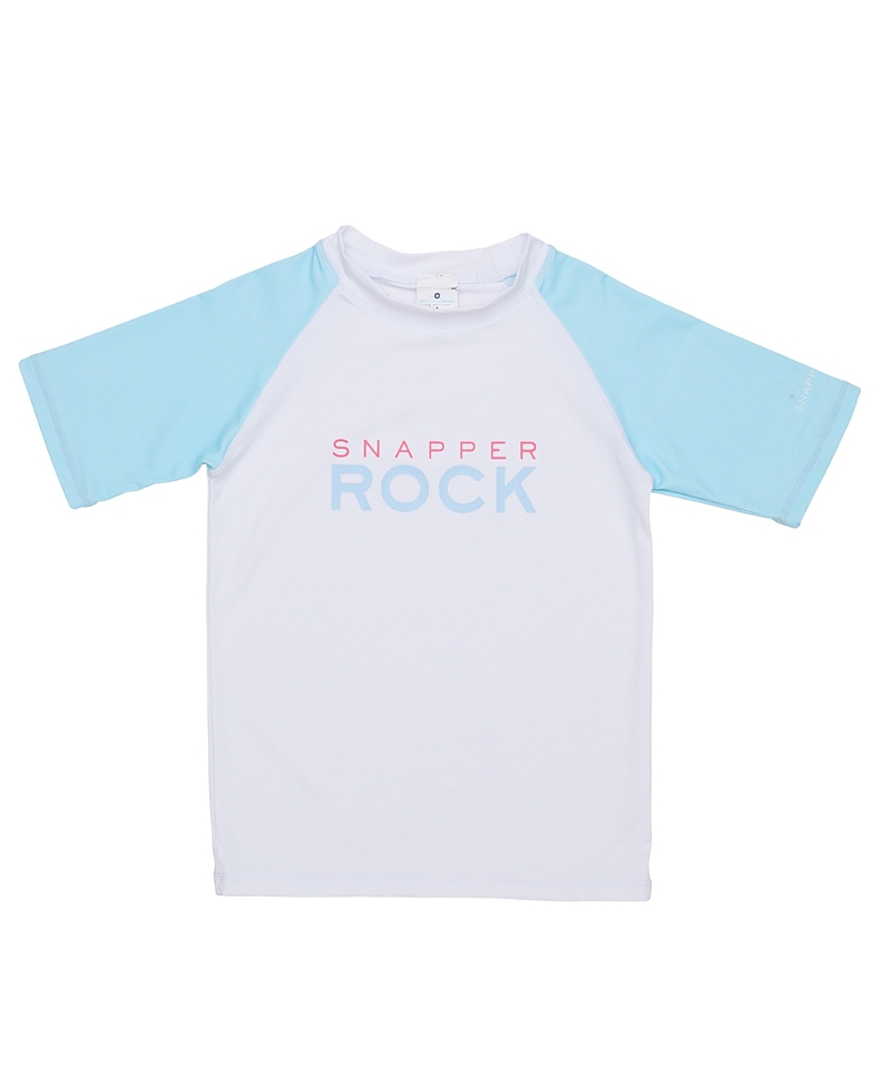 Snapper Rock Unisex Light Blue Sleeve Sustainable Short Sleeve Rash Top-little In White