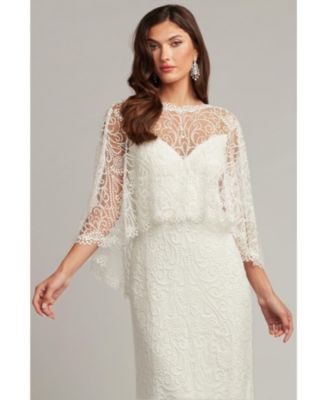Eagen Draped Overlay Embroidered Gown