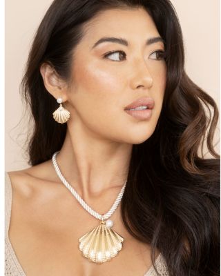 Scallop Shell Earrings with Cultured Freshwater Pearls