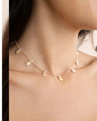 Swirled Shell Dangle Charm Necklace, 15"