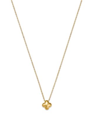 14K Yellow Gold Puff Clover Pendant Necklace, 18"  