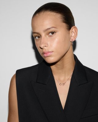 18K Rose Gold Horsebit Diamond Accented Collar Necklace, 15-16"