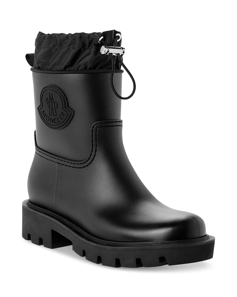 Moncler Drawstring Embosssed-logo Rain Boots In Black