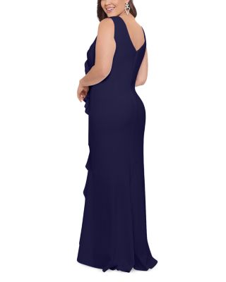 Sleeveless V Neck Ruffled Gown