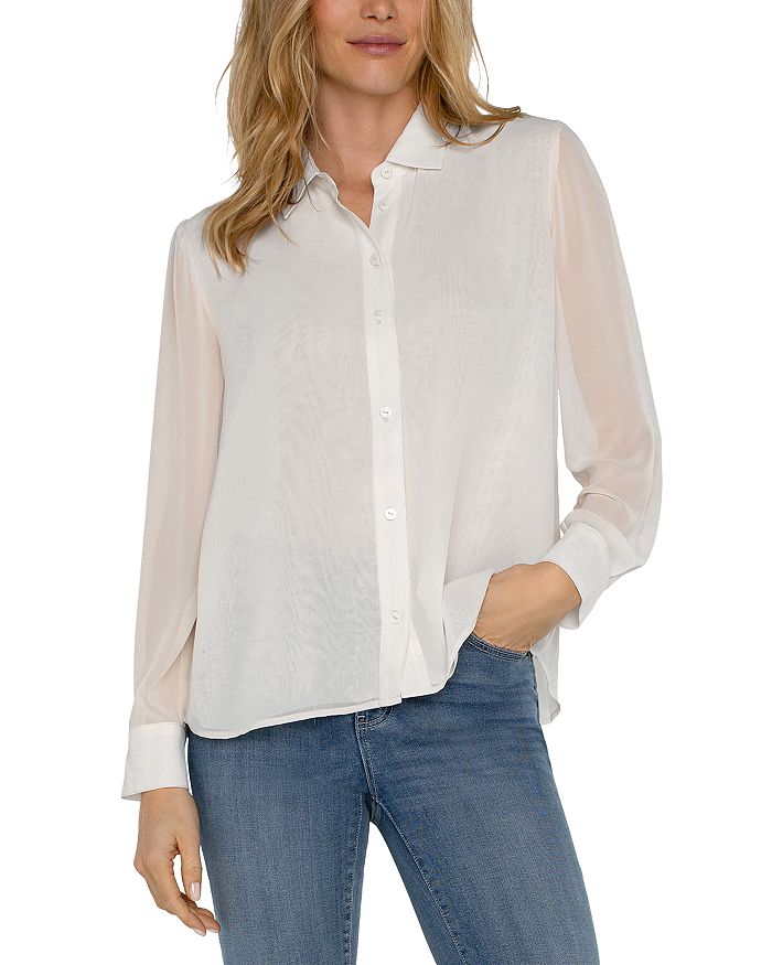 LIVERPOOL Short Sleeve Popover Woven Top LM8K03WV94 main image 0