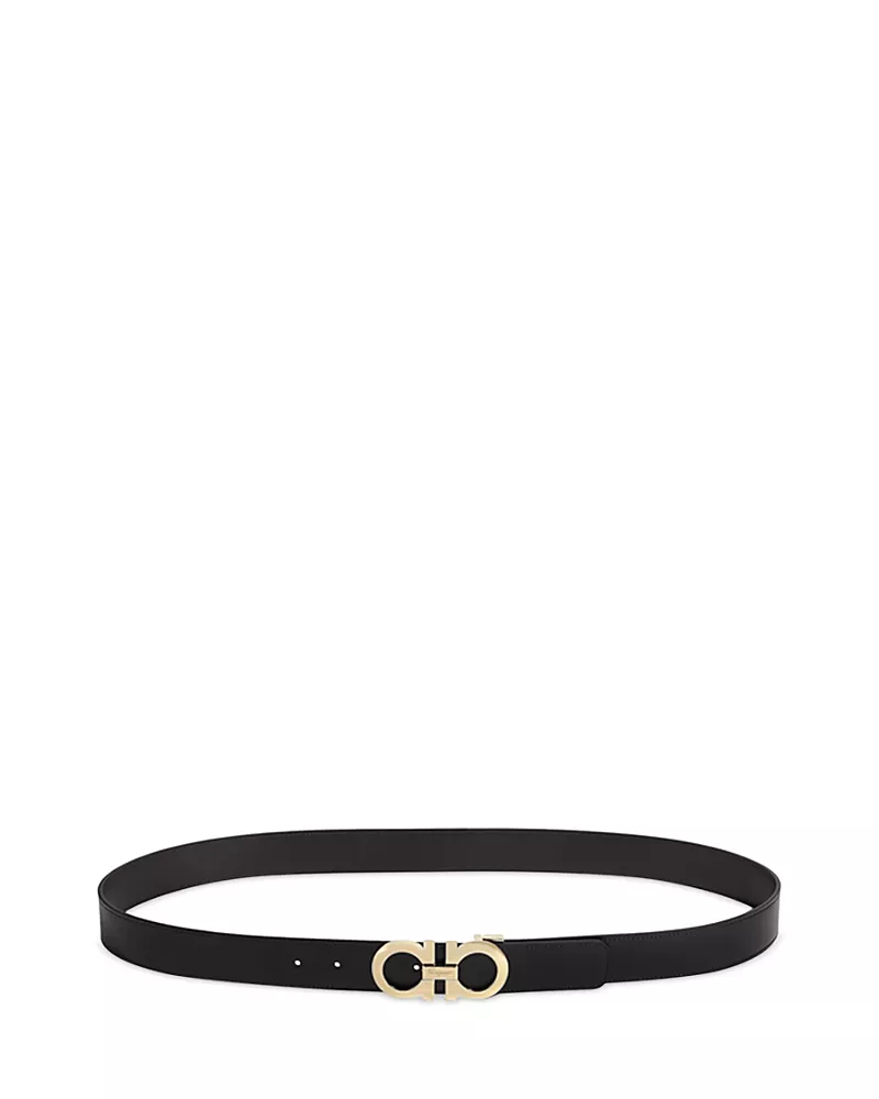 Salvatore Ferragamo Men's Double Gancini Reversible Smooth Leather Belt