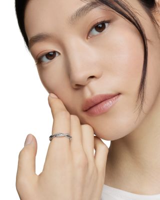 Sterling Silver Petite Infinity Twisted Ring with Diamonds