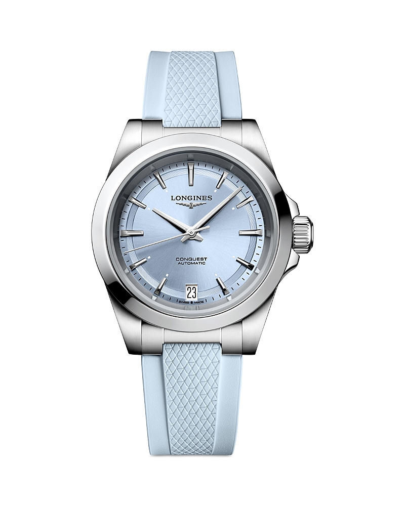 Longines Conquest Automatic 34mm Blue Dial Rubber Strap Women's Watch L3.430.4.92.9 In Blue