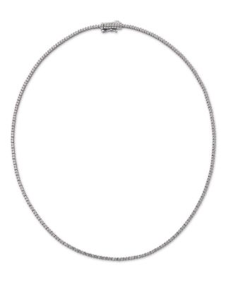 Certified Diamond Double Prong Tennis Necklace in 14K White Gold, 3.0 tcw 