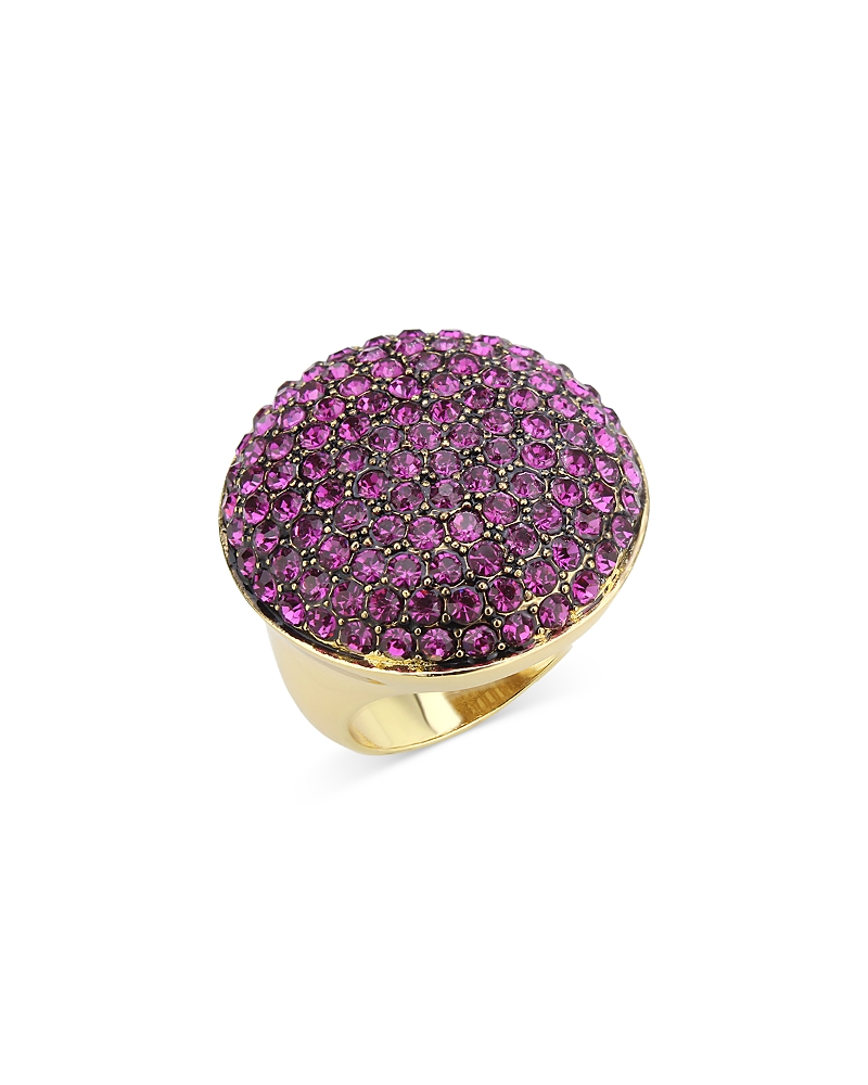 Shop Aqua Pave Statement Ring - Exclusive In Purple/gold