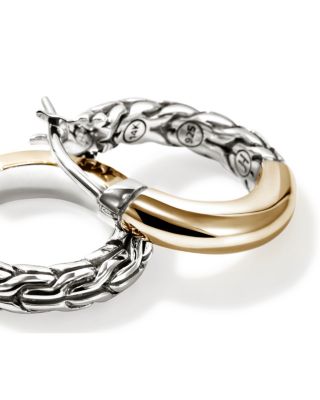 14K Yellow Gold & Sterling Silver JH Essentials Crossover Hoop Earrings, 10mm