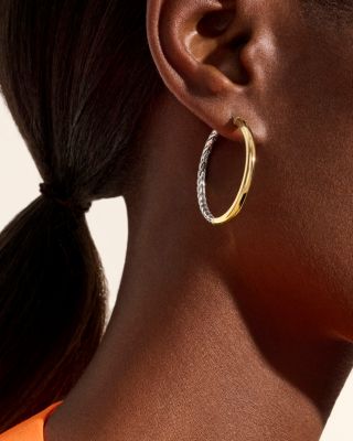 14K Yellow Gold & Sterling Silver JH Essentials Hoop Earrings