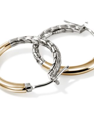 14K Yellow Gold & Sterling Silver JH Essentials Hoop Earrings