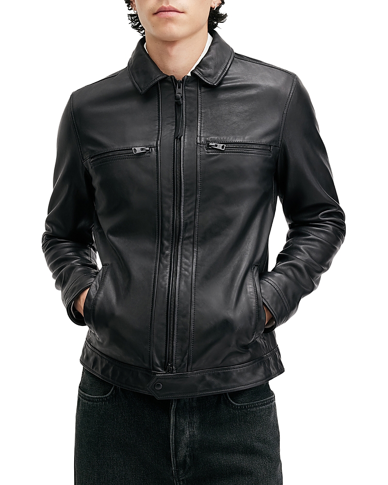 Allsaints Nellcot Zip Up Leather Jacket In Black