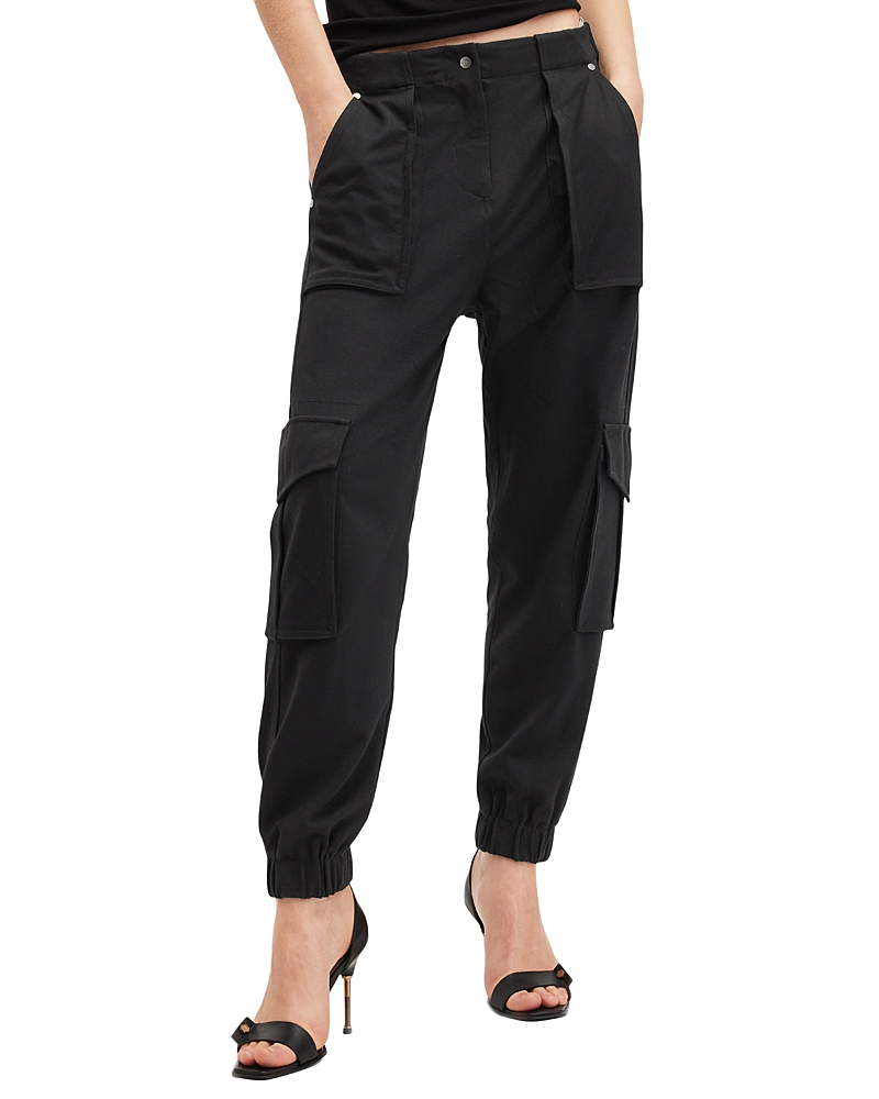 Allsaints Freda Jersey Regular Fit Cargo Pants In Black