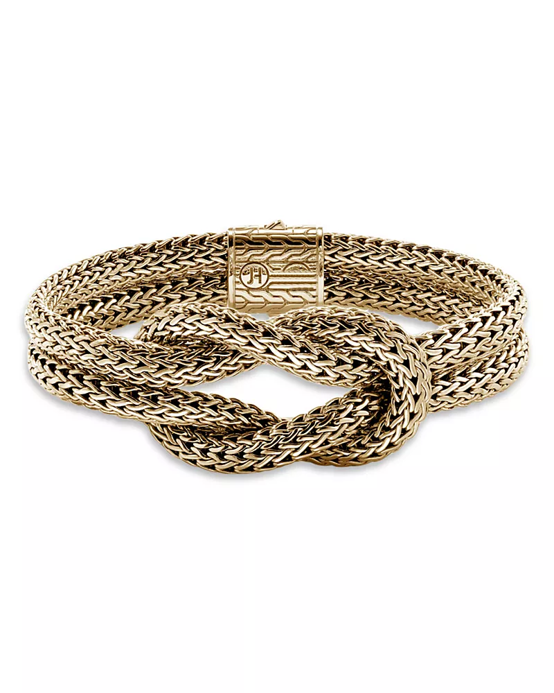 John Hardy 14K Yellow Gold Love Knot Chain Link Statement Bracelet