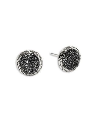 JOHN HARDY - Sterling Silver JH Essentials Black Sapphire Pav&eacute; Framed Stud Earrings