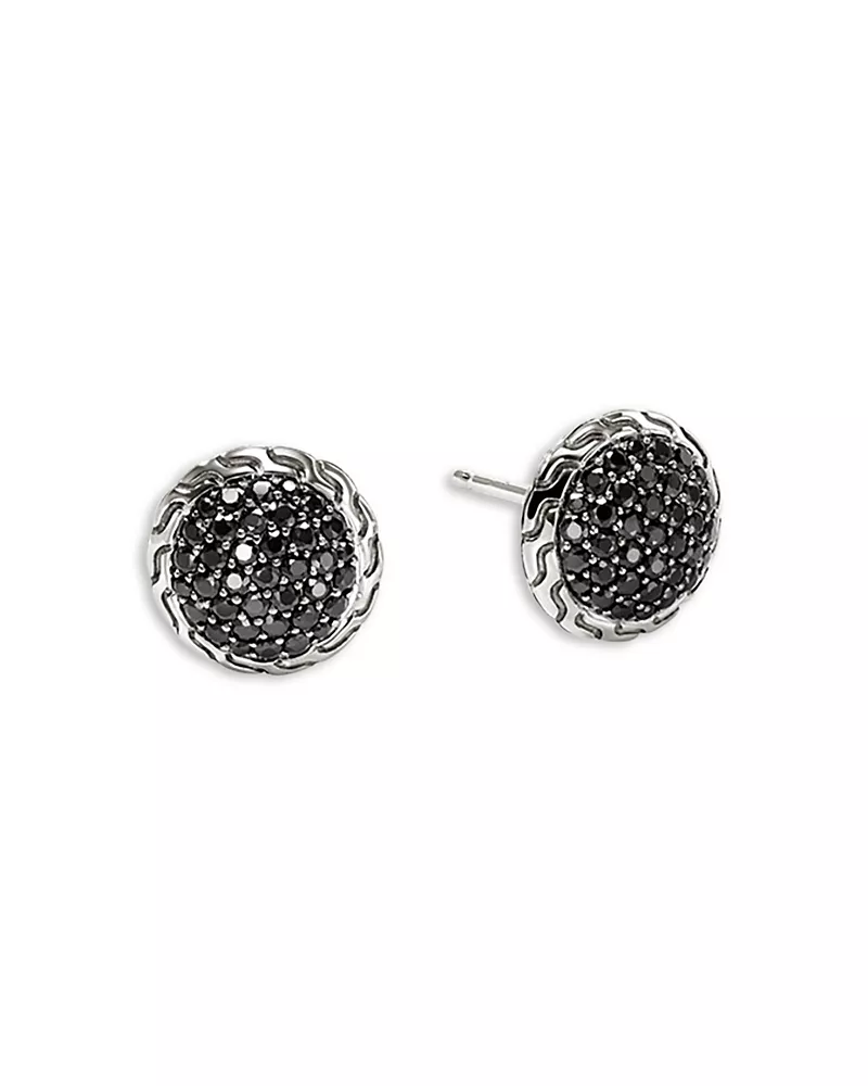 John Hardy Sterling Silver Jh Essentials Black Sapphire Pave Framed Stud Earrings