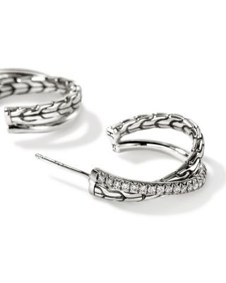 Sterling Silver JH Essentials Diamond Pav&eacute; Crossover Earrings, 0.28 tcw