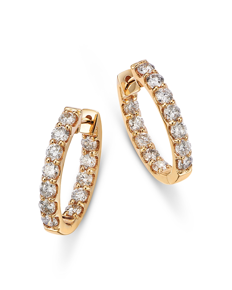 Bloomingdale's Fine Collection Diamond Inside Out Small Oval Hoop Earrings In 14k Yellow Gold, 2.0 Ct. T. W. In Gold