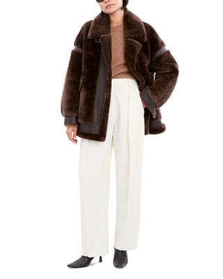 Sean Geniune Shearling &amp; Leather Coat
