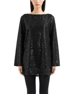 Emporio Armani Sequined Stripe Mini Dress