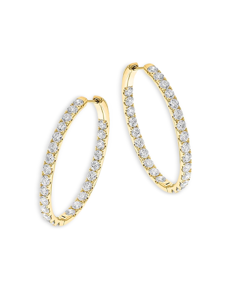 Bloomingdale's Fine Collection 14k Yellow Gold Diamond Oval Hoop Earrings, 4.1 Ct. T. W. In Gold