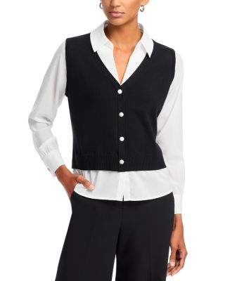 Sioni Mixed Media Long Sleeve Top