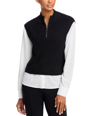 Sioni - Half Zip Mixed Media Vest