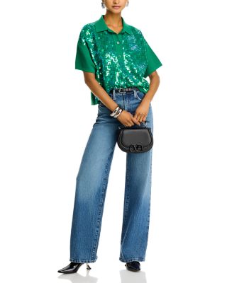 Sequin Front Short Sleeve Polo