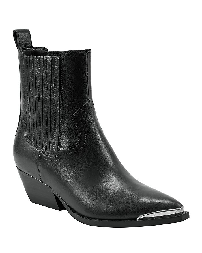 MARC FISHER Womens Black Cushioned Retie Pointed Toe Block Heel Zip-Up Dress Heeled Boots M