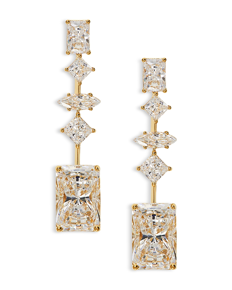 NADRI RARE JEWELS CUBIC ZIRCONIA LINEAR DROP EARRINGS IN 18K GOLD PLATED