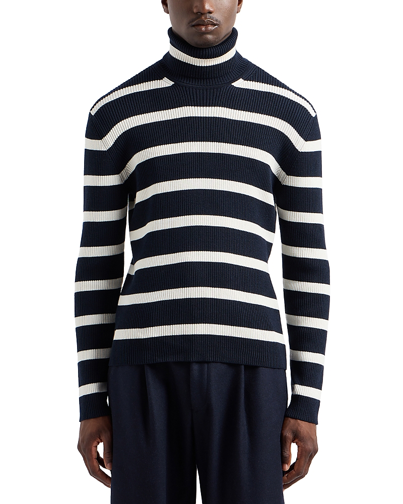 Emporio Armani Striped Ribbed Turtleneck Sweater