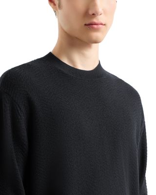 Virgin Wool Allover Jacquard Chevron Design Sweater