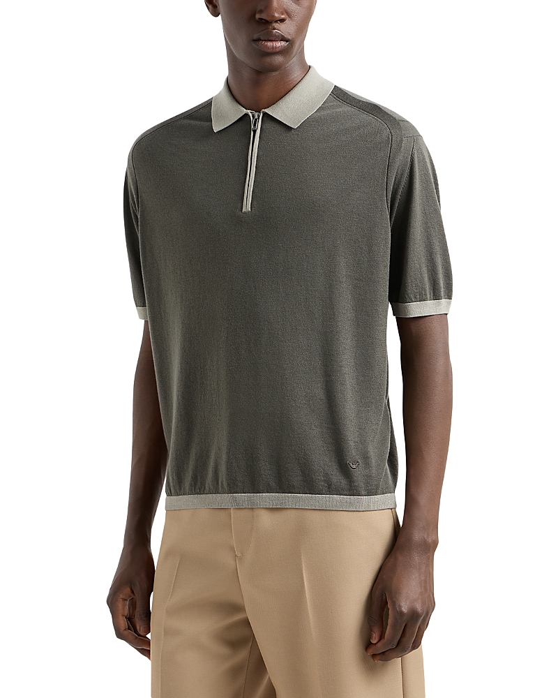 Emporio Armani Short Sleeve Polo In Khaki Green