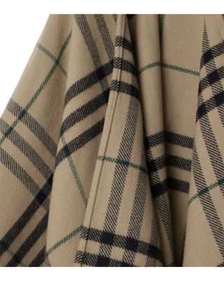 Check Wool Cashmere Cape